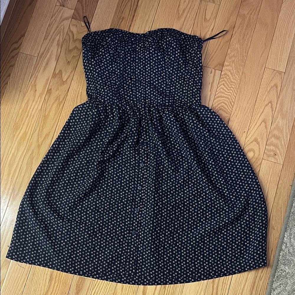 GAP Black Strapless Polka Dot Dress